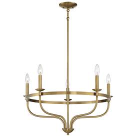 Image1 of Savoy House Meridian 26.63" Wide Natural Brass 5-Light Chandelier