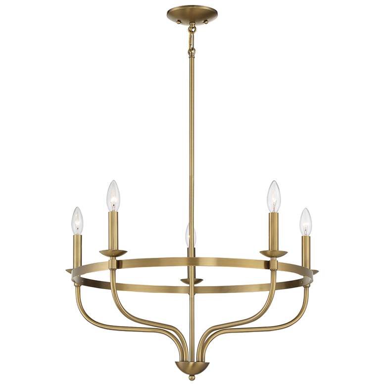 Image 1 Savoy House Meridian 26.63 inch Wide Natural Brass 5-Light Chandelier