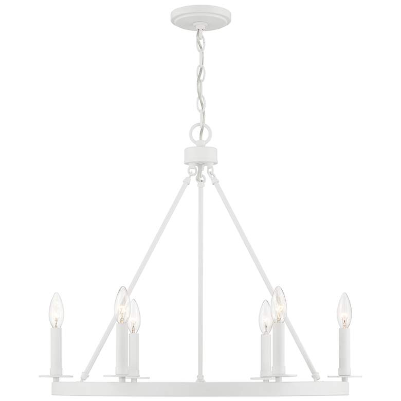 Image 1 Savoy House Meridian 26 inch Wide Bisque White 6-Light Chandelier