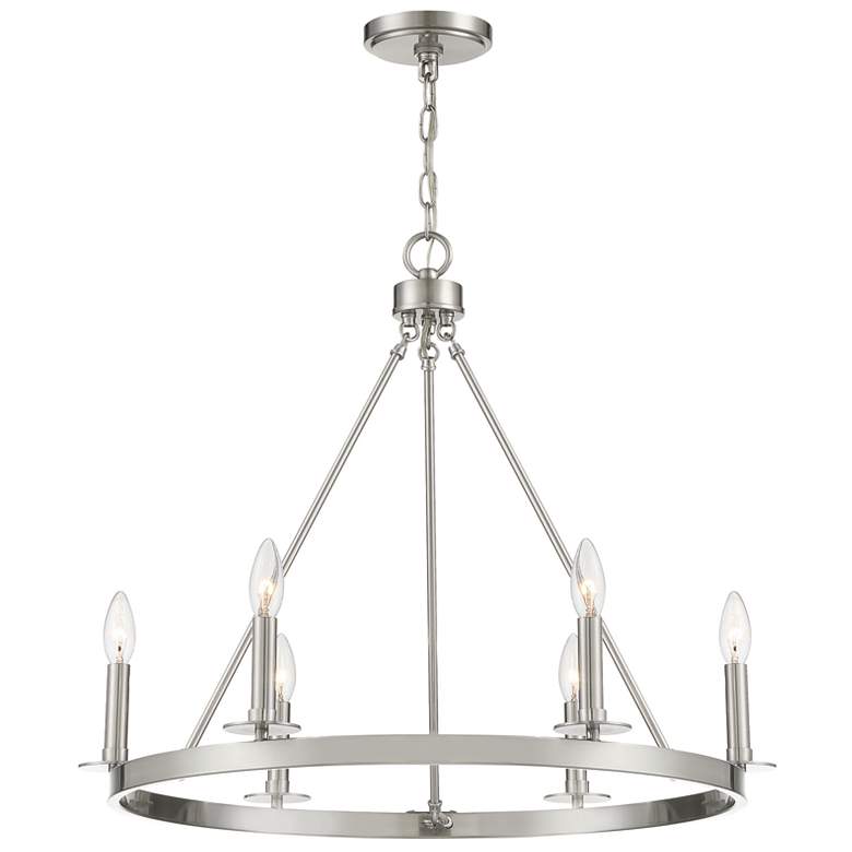 Image 1 Savoy House Meridian 26" Wide Brushed Nickel 6-Light Chandelier