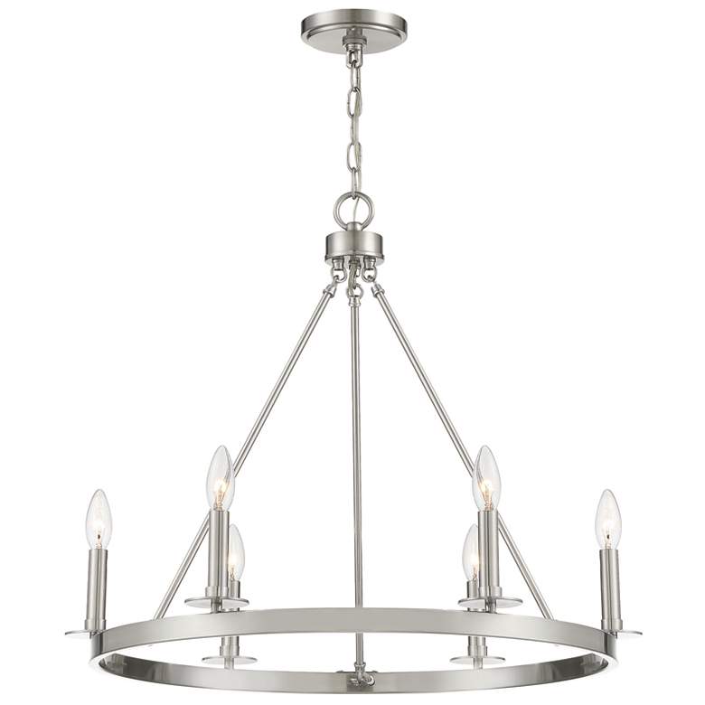 Image 1 Savoy House Meridian 26 inch Wide Brushed Nickel 6-Light Chandelier