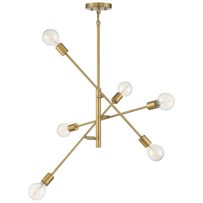 Image 1 Savoy House Meridian 26" Wide Natural Brass 6-Light Chandelier