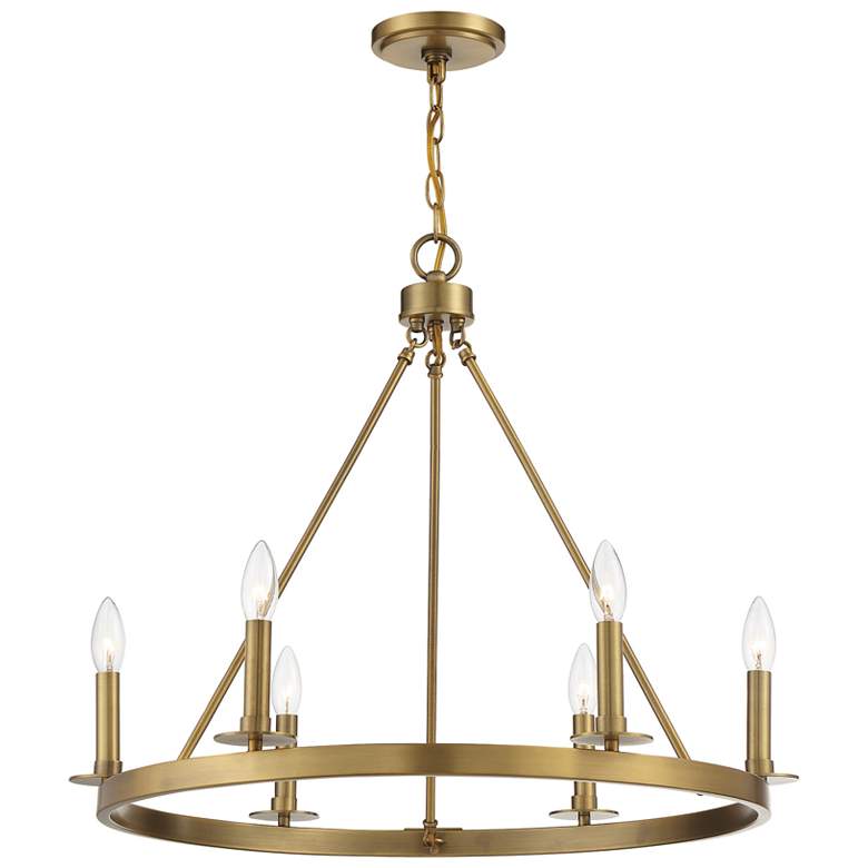 Image 1 Savoy House Meridian 26 inch Wide Natural Brass 6-Light Chandelier