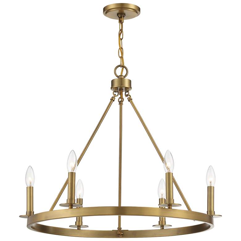 Image 1 Savoy House Meridian 26" Wide Natural Brass 6-Light Ring Chandelier