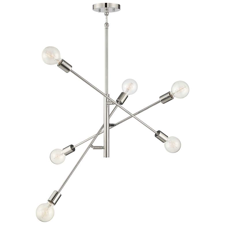 Image 1 Savoy House Meridian 26 inch Wide Polished Nickel 6-Light Chandelier
