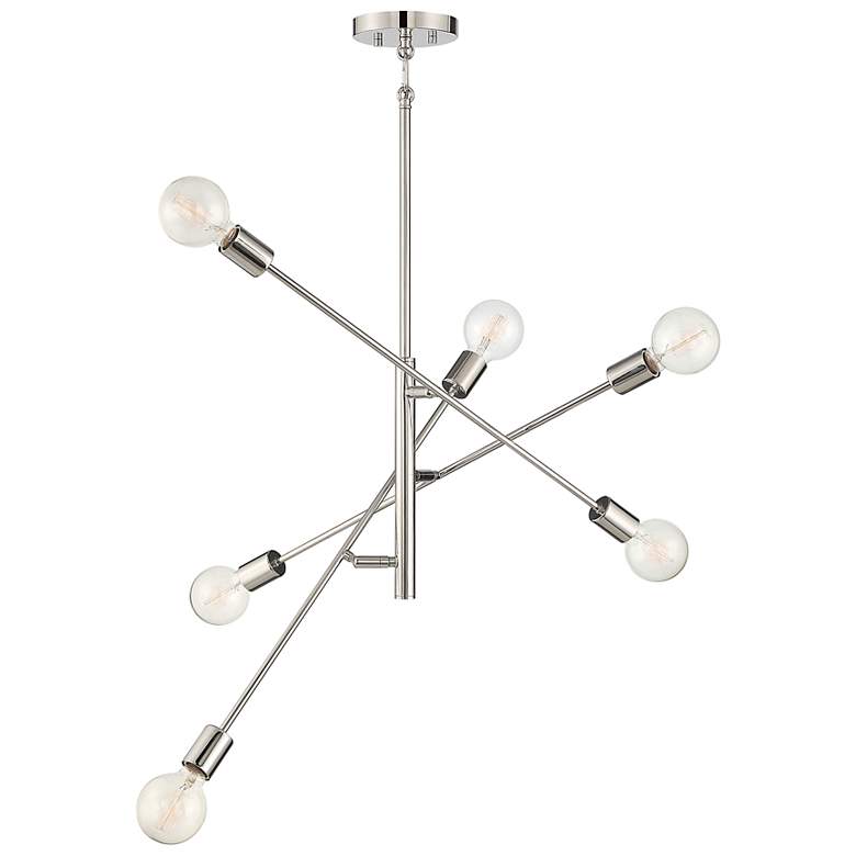 Image 1 Savoy House Meridian 26" Wide Polished Nickel 6-Light Chandelier