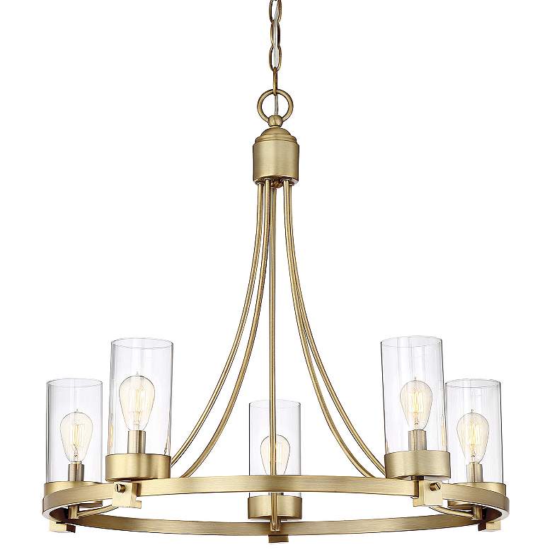 Image 1 Savoy House Meridian 26"W Natural Brass 5-Light Chandelier