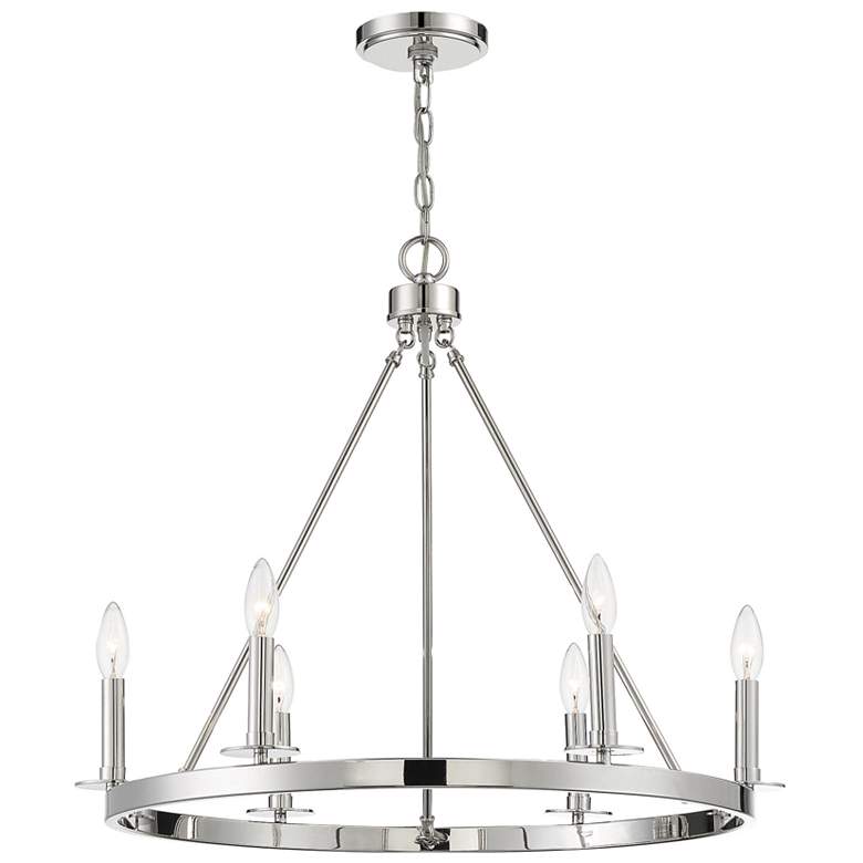 Image 1 Savoy House Meridian 26"W Polished Nickel 6-Light Chandelier