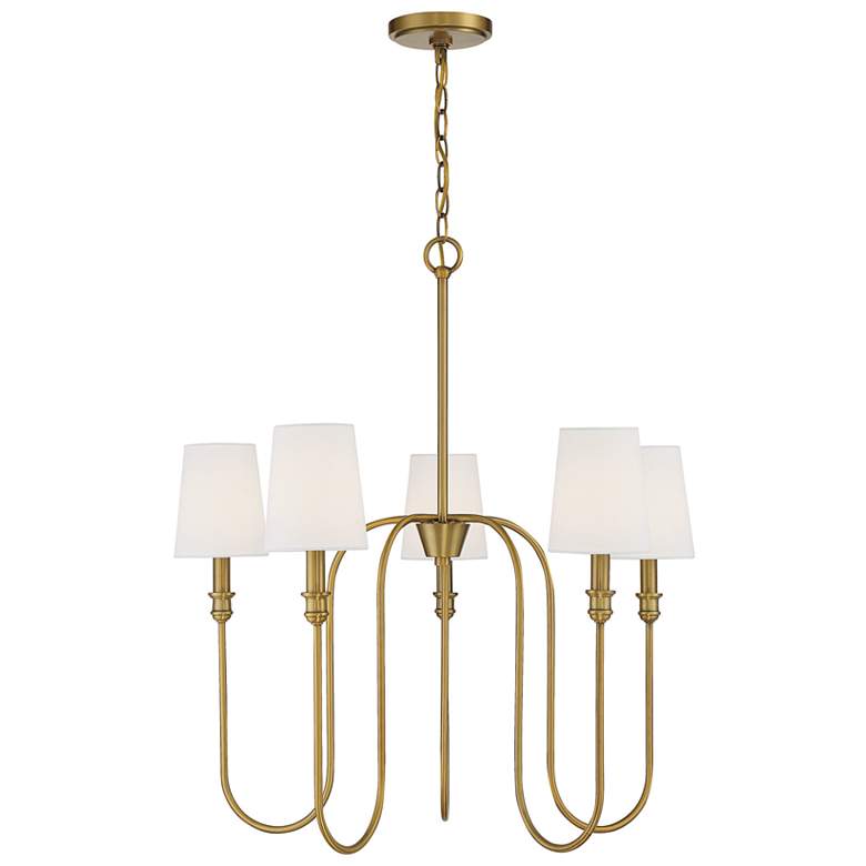 Image 1 Savoy House Meridian 27.25 inch Wide Natural Brass 5-Light Chandelier