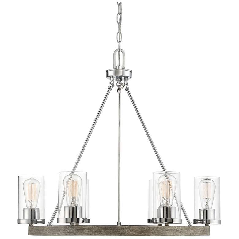 Image 1 Savoy House Meridian 27 inch Wide Greywood Chrome 6-Light Chandelier
