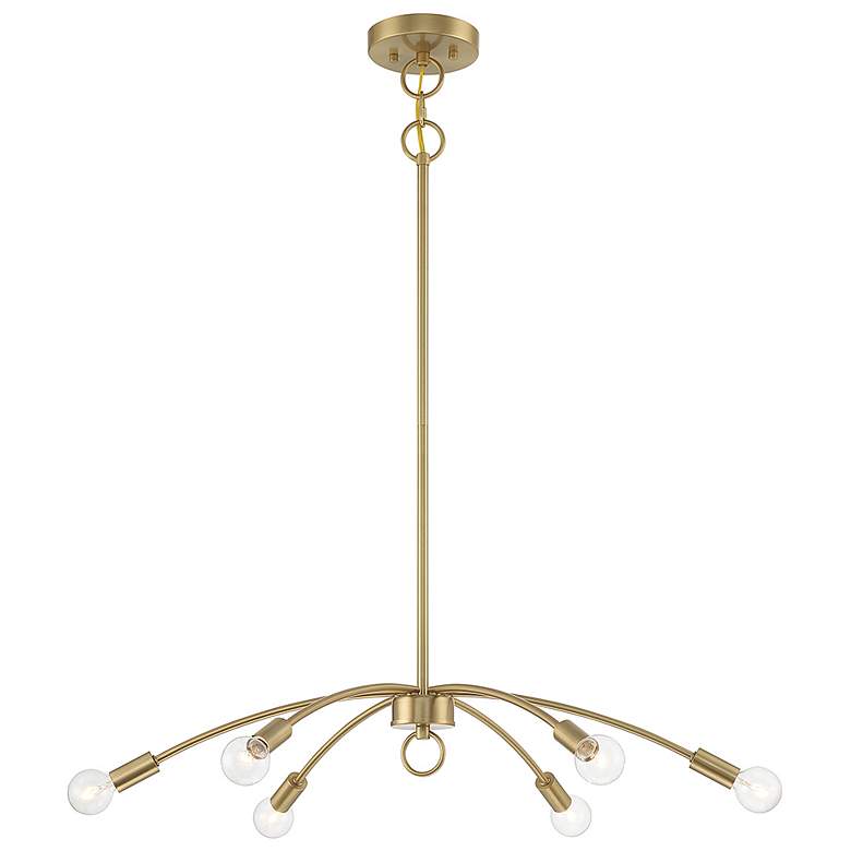 Image 1 Savoy House Meridian 27 inch Wide Natural Brass 6-Light Chandelier