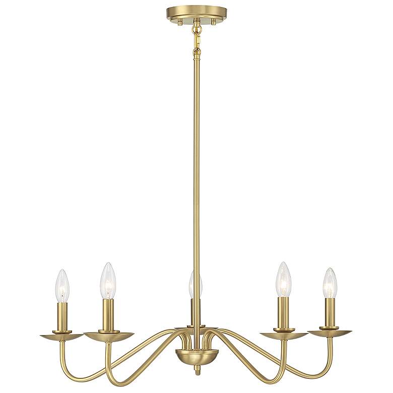 Image 1 Savoy House Meridian 28 inch Wide Natural Brass 5-Light Chandelier