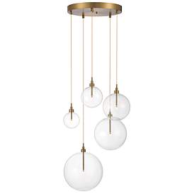 Image1 of Savoy House Meridian 28" Wide Natural Brass 5-Light Pendant
