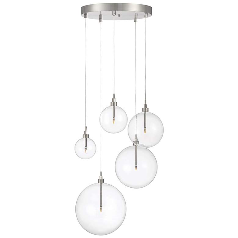 Image 2 Savoy House Meridian 28"W Brushed Nickel 5-Light LED Pendant more views