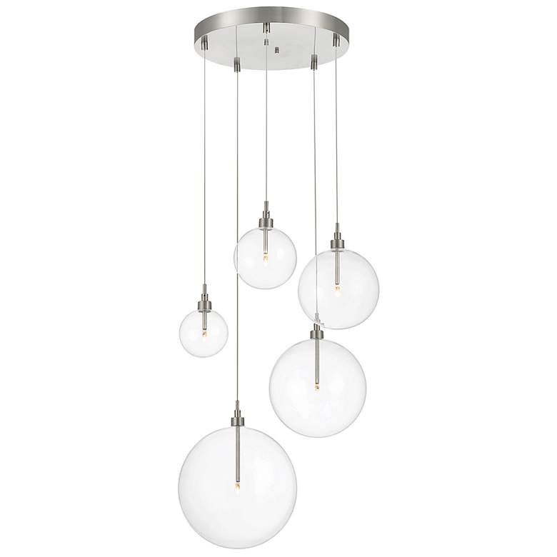 Image 3 Savoy House Meridian 28"W Brushed Nickel 5-Light LED Pendant more views