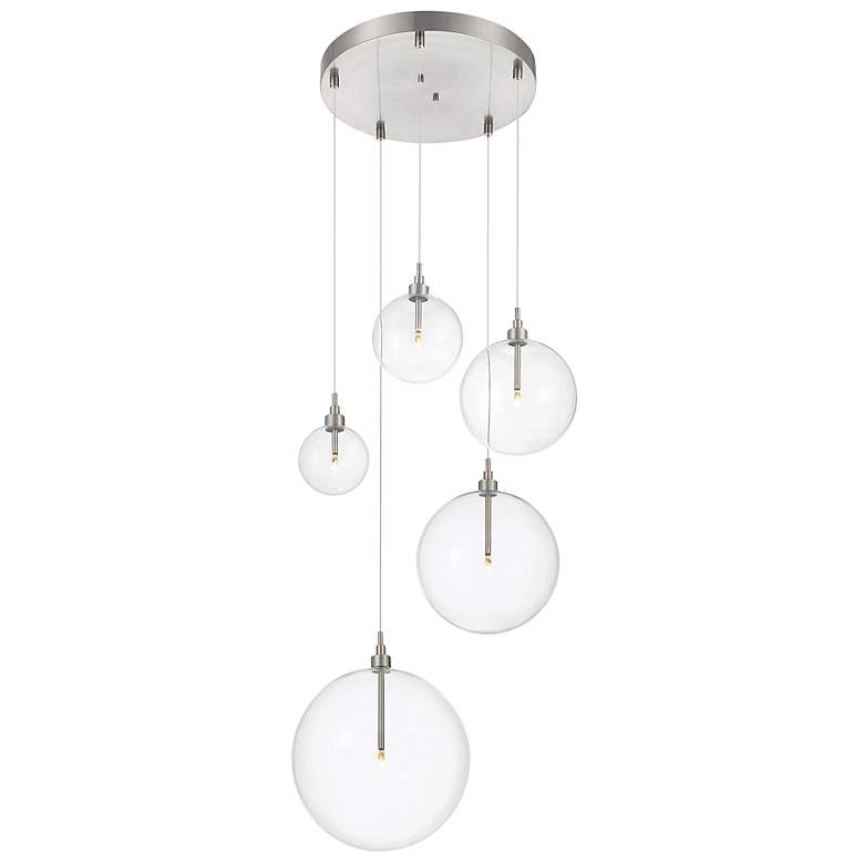 Image 4 Savoy House Meridian 28"W Brushed Nickel 5-Light LED Pendant more views