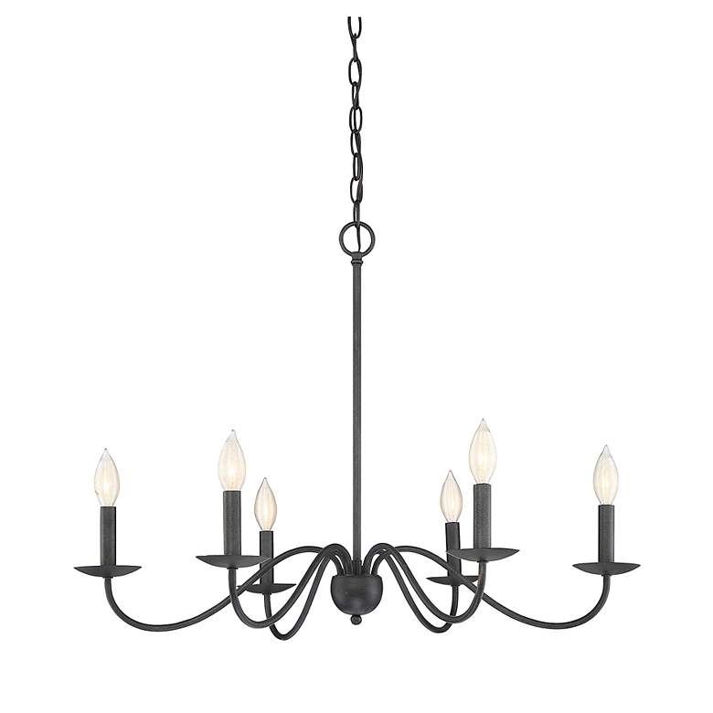 Image 3 Savoy House Meridian 30 inch Wide Aged Iron 6-Light Chandelier more views