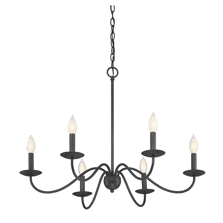 Image 4 Savoy House Meridian 30 inch Wide Aged Iron 6-Light Chandelier more views