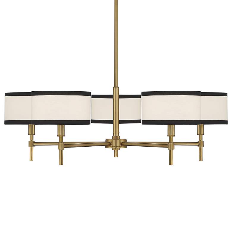 Image 1 Savoy House Meridian 30" Wide Natural Brass 5-Light Chandelier