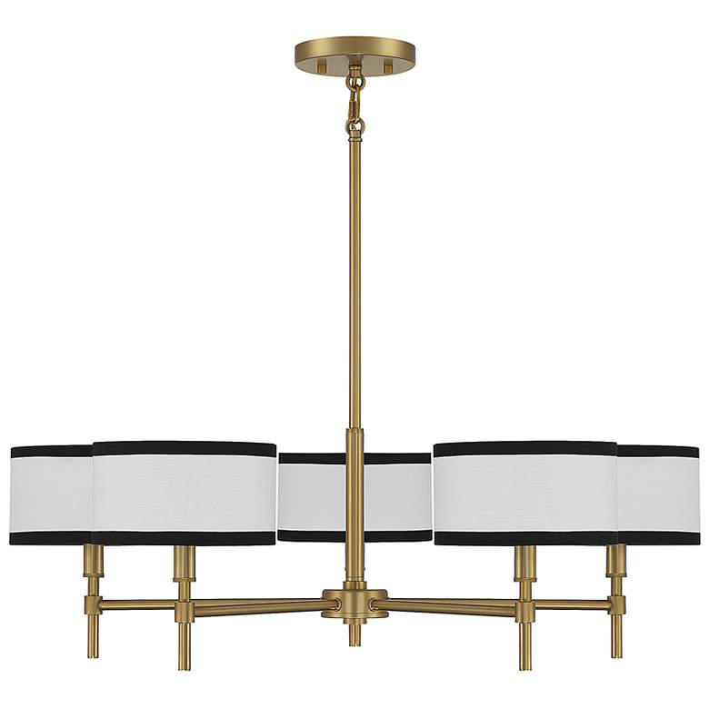 Image 4 Savoy House Meridian 30 inch Wide Natural Brass 5-Light Chandelier more views
