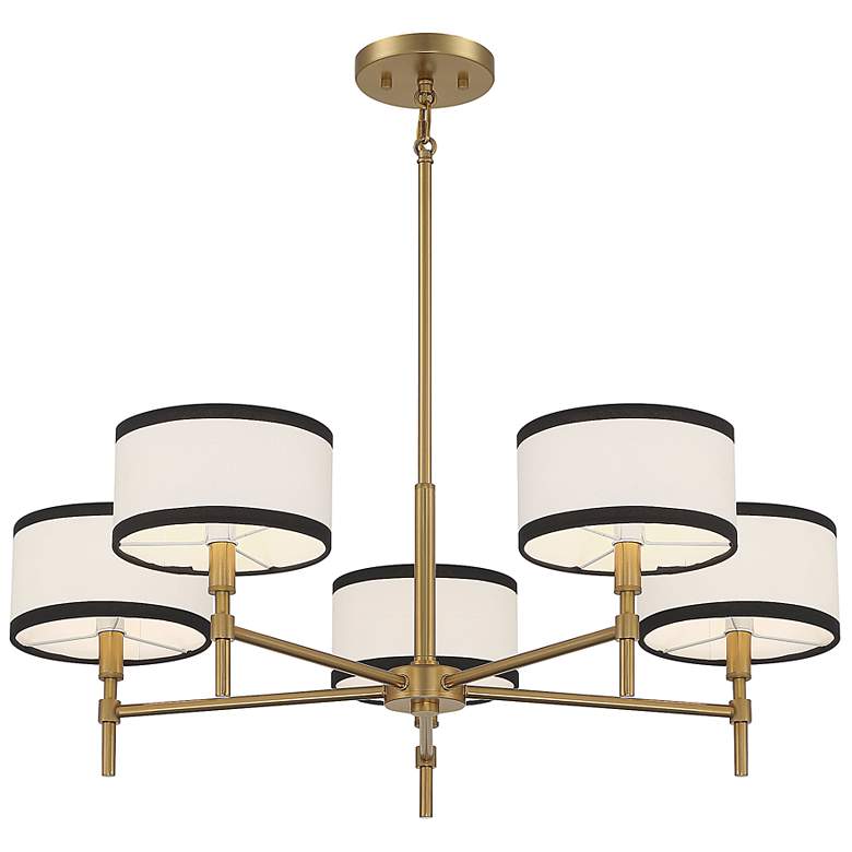 Image 6 Savoy House Meridian 30" Wide Natural Brass 5-Light Chandelier more views