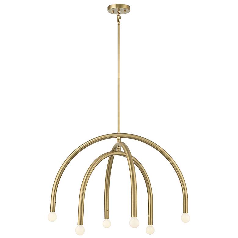 Image 1 Savoy House Meridian 30 inch Wide Natural Brass 6-Light Chandelier