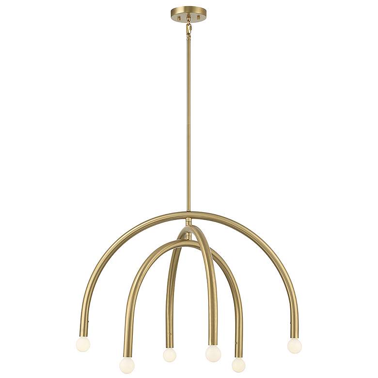 Image 1 Savoy House Meridian 30" Wide Natural Brass 6-Light Chandelier