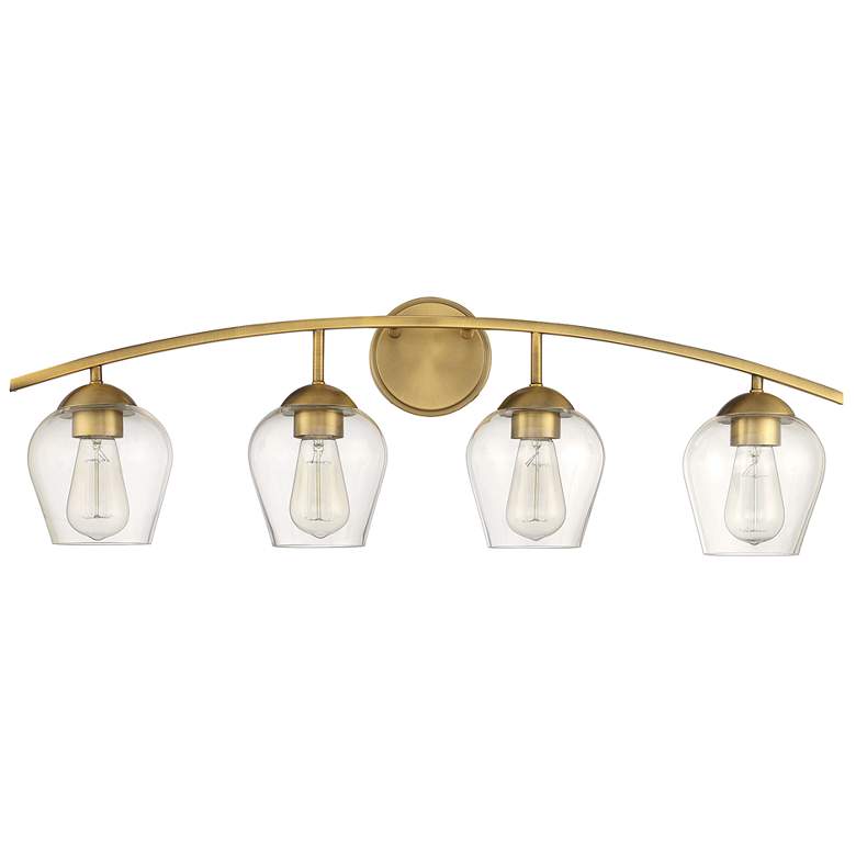 Image 1 Savoy House Meridian 32.75" Wide 4-Light Natural Brass Bath Light