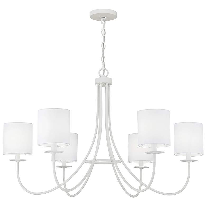 Image 1 Savoy House Meridian 36 inch Wide Bisque White 6-Light Chandelier
