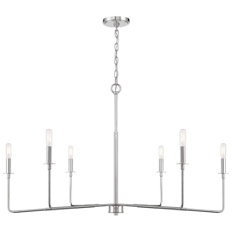 Image 1 Savoy House Meridian 38" Wide Matte Black with Natural Brass Chandelie