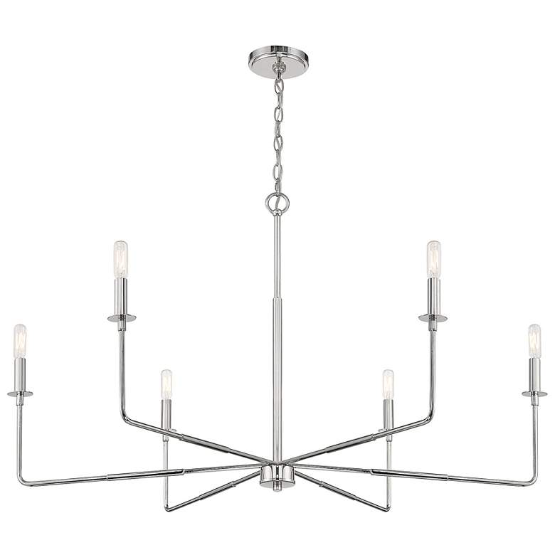 Image 3 Savoy House Meridian 38" Wide Matte Black with Natural Brass Chandelie more views