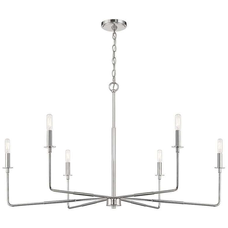 Image 4 Savoy House Meridian 38" Wide Matte Black with Natural Brass Chandelie more views