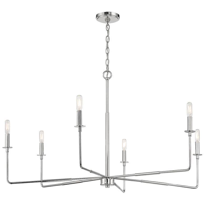 Image 5 Savoy House Meridian 38" Wide Matte Black with Natural Brass Chandelie more views
