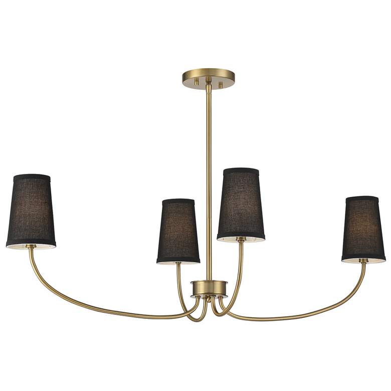 Image 1 Savoy House Meridian 38" Wide Natural Brass 4-Light Chandelier