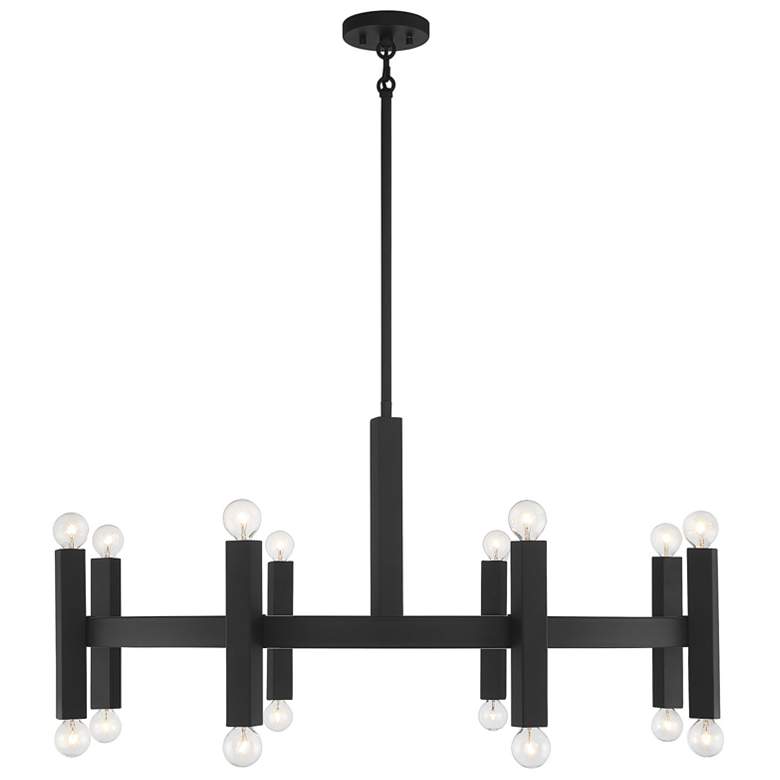 Image 1 Savoy House Meridian 40.5 inch Wide Matte Black 16-Light Chandelier