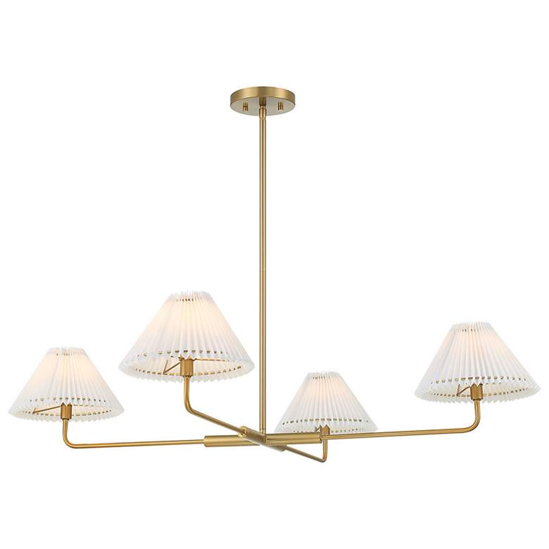 Image 6 Savoy House Meridian 41"W Natural Brass 4-Light Chandelier more views