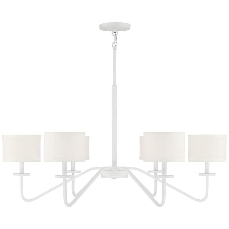 Image 1 Savoy House Meridian 42 inch Wide Bisque White 6-Light Chandelier