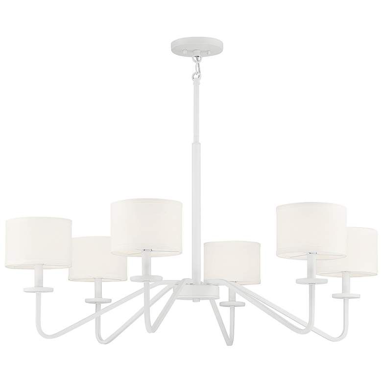 Image 3 Savoy House Meridian 42 inch Wide Bisque White 6-Light Chandelier more views