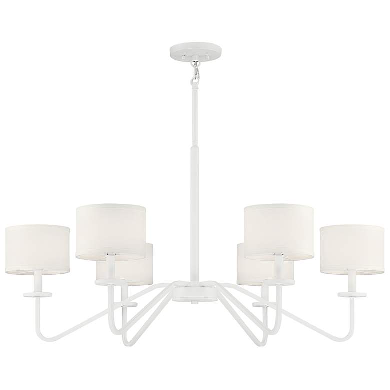 Image 4 Savoy House Meridian 42 inch Wide Bisque White 6-Light Chandelier more views