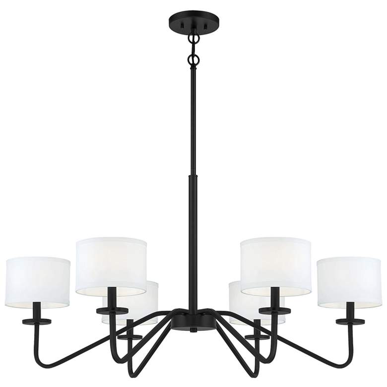 Image 1 Savoy House Meridian 42 inch Wide Matte Black 6-Light Chandelier