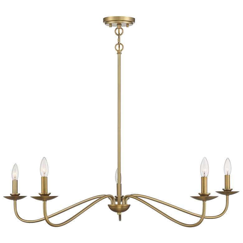 Image 1 Savoy House Meridian 42" Wide Natural Brass 5-Light Chandelier