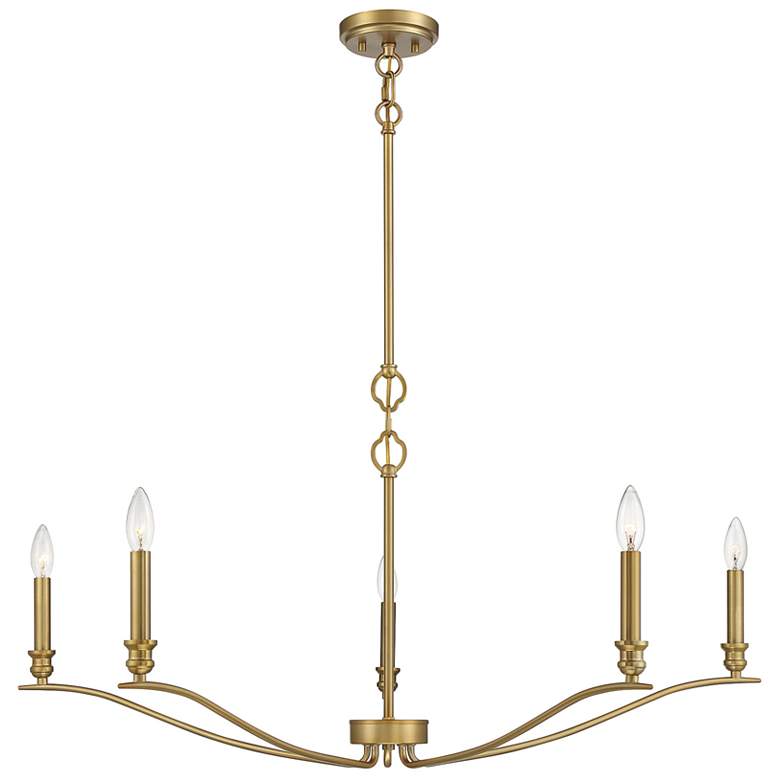 Image 1 Savoy House Meridian 42 inch Wide Natural Brass 5-Light Chandelier