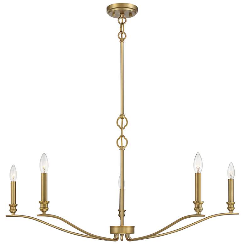 Image 1 Savoy House Meridian 42" Wide Natural Brass 5-Light Chandelier