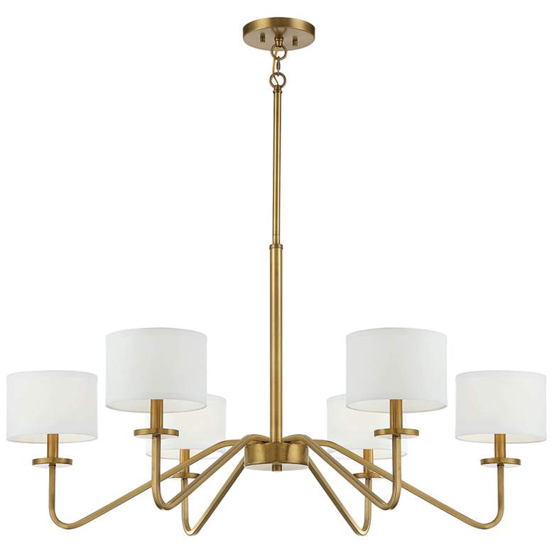 Image 1 Savoy House Meridian 42" Wide Natural Brass 6-Light Chandelier