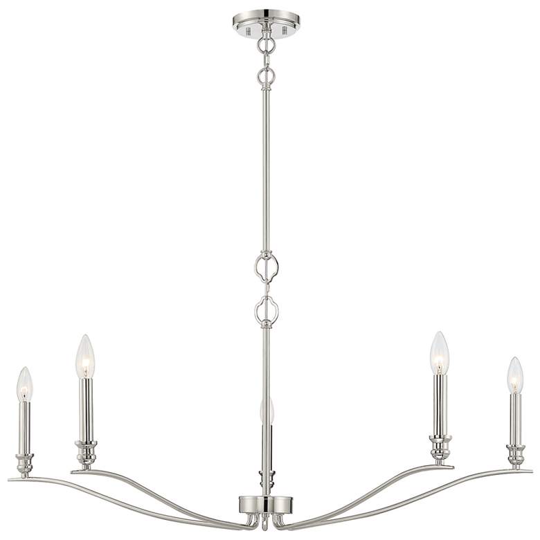 Image 1 Savoy House Meridian 42" Wide Polished Nickel 5-Light Chandelier