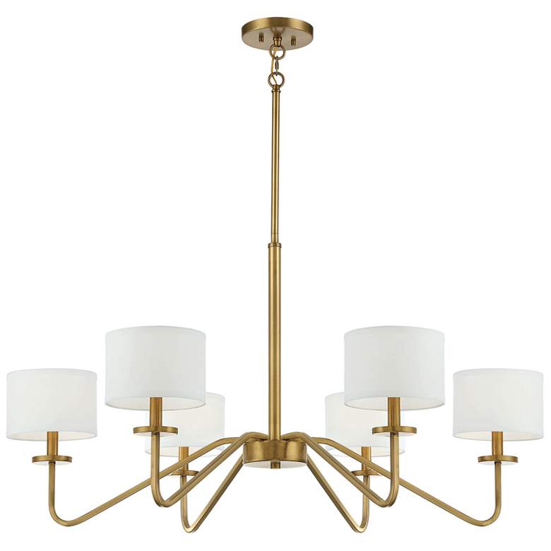 Image 1 Savoy House Meridian 42"W Natural Brass 6-Light Chandelier