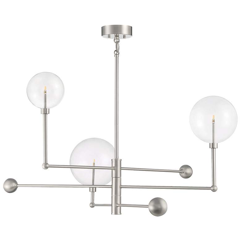 Image 2 Savoy House Meridian 46" Wide Brushed Nickel 3-Light Chandelier more views