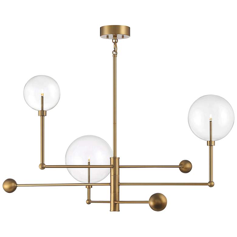 Image 1 Savoy House Meridian 46 inch Wide Natural Brass 3-Light Chandelier