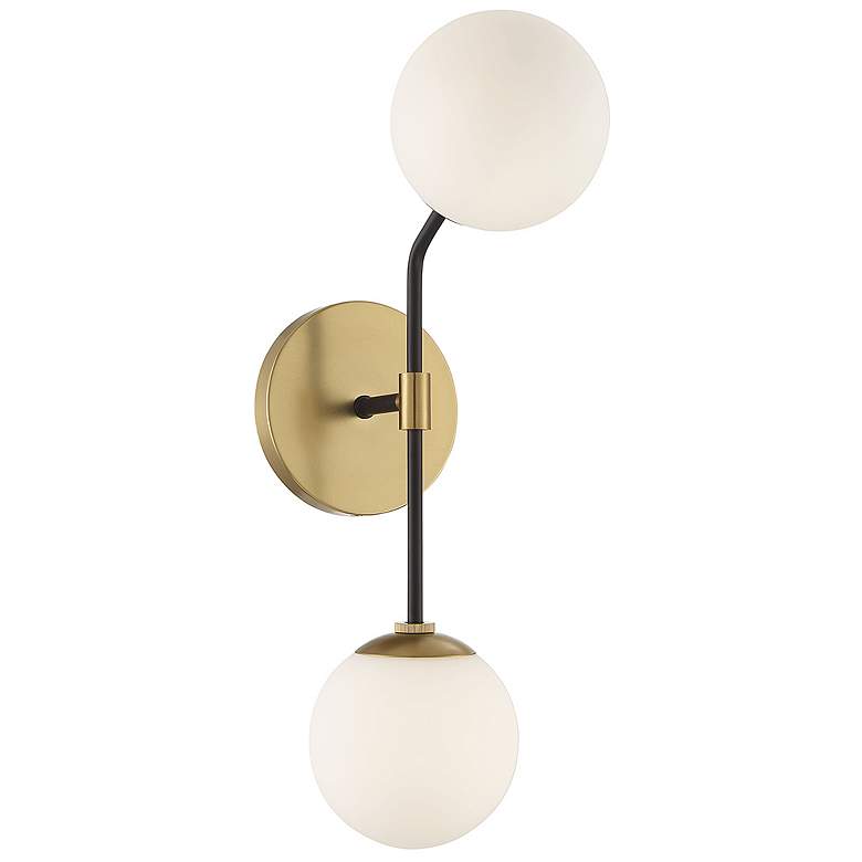 Image 1 Savoy House Meridian 5.5" Wide Matte Black and Natural Brass Wall Scon