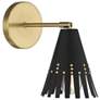 Savoy House Meridian 5.75" Wide Matte Black and Natural Brass Wall Sco